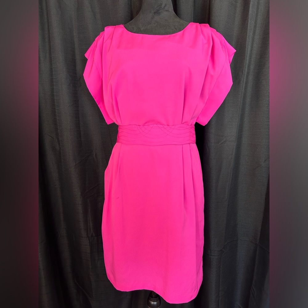 Eliza J Hot Pink Short Sleeve Cocktail Dress Size 10 Barbiecore L9
